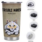 Bicchiere personalizzato da 20 once per amanti degli animali domestici, con un simpatico cane e un gatto.