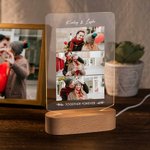 Personalizada 1-3 Fotos Collage LED Luz de Noche con Base de Madera Día de San Valentín Regalo de Aniversario para Pareja