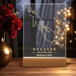 Luce notturna a LED personalizzata per lo scambio di anelli con base in legno Regalo di fidanzamento di San Valentino romantico e decorativo per la casa per la coppia