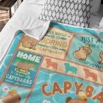 Gepersonaliseerde Capybara Happy Life Schattige Dieren Deken met Naam Verjaardagscadeau voor Capybara Liefhebber