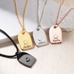 Collier de Couple Personnalisé avec Texte en Forme de Coeur Cadeau de St Valentin pour Couple 2 Pcs