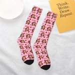 Chaussettes Comfortables Personnalisées avec Photo de Face en Motifs XOXO Cadeau d'Anniversaire Saint-Valentin pour Couple