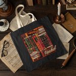 Biblioteca personalizzata Libro Design retrò Borsa in tela con nome Regalo per gli amanti dei libri