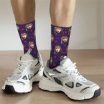 Chaussettes Comfortables Personnalisées avec Photo de Face en Motifs XOXO Cadeau d'Anniversaire Saint-Valentin pour Couple