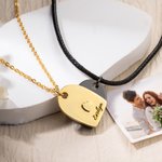Collier de Couple Personnalisé avec Texte en Forme de Coeur Cadeau de St Valentin pour Couple 2 Pcs
