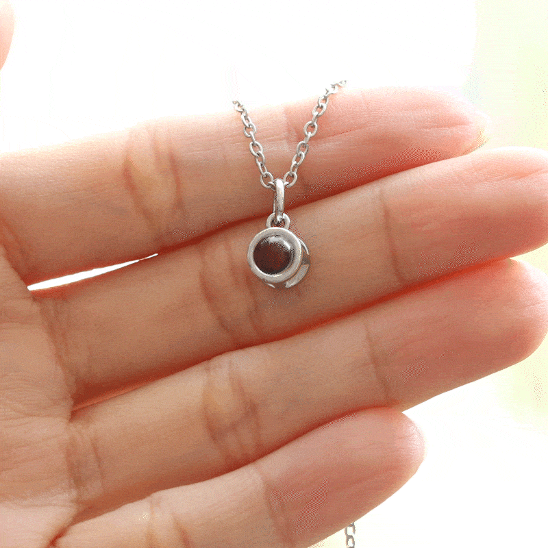 Collier Photo Projection Personnalisée Forme Bulle Cadeau Anniversaire Fête des Mères