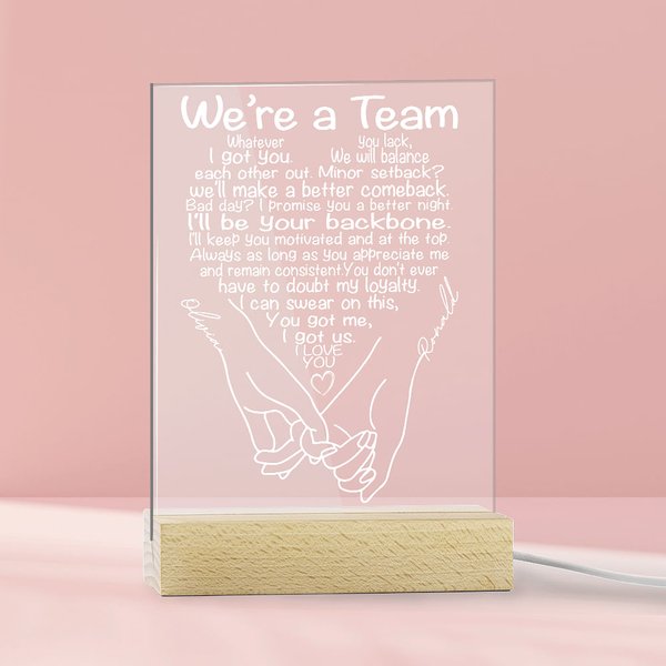 Gepersonaliseerd Pinky Belofte Liefdesgeloften Regenboog LED Nachtlampje met Houten Voet Home Decoratie Valentijnsdag Cadeau voor Paar