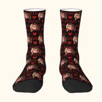Chaussettes Comfortables Personnalisées avec Photo de Face en Motifs XOXO Cadeau d'Anniversaire Saint-Valentin pour Couple