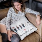 Taie d'Oreiller Personnalisée avec Nom et Personnage du Thème de Pyjama Soirée Familiale Motif Flocons de Neige Cadeau Décoratif de Noël et Nouvel An