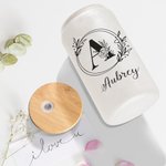 Personalised Flower Initial 20oz Glass Cup with Bamboo Lid and Straw Birthday Wedding Gift for Her