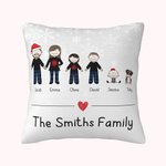 Taie d'Oreiller Personnalisée avec Nom et Personnage du Thème de Pyjama Soirée Familiale Motif Flocons de Neige Cadeau Décoratif de Noël et Nouvel An