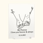 Henkilökohtainen Holding Hands Line Art Akryyli Plaque Ystävänpäivä Vuosipäivä Lahja Kodin sisustus pariskunnalle