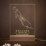 Luce notturna a LED personalizzata per lo scambio di anelli con base in legno Regalo di fidanzamento di San Valentino romantico e decorativo per la casa per la coppia