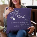 Personalised You're All I Need Throw Pillow Cover with Name and Text Romantic Home Decoration Valentine's Day Gift for Couple