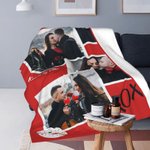 Personlig XOXO Lip Print Fotokollage Sherpa Fleece Filt med parnamn Alla hjärtans dag Jubileumspresent för par