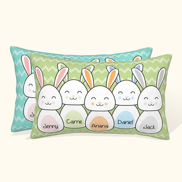 Personalisierte Osterhase Familie werfen Kissenbezug mit Namen weich und bequem Ostern Geschenk für Familie
