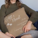 Personalised You're All I Need Throw Pillow Cover with Name and Text Romantic Home Decoration Valentine's Day Gift for Couple