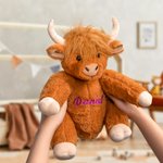 Personalised Stuffed Highland Cow Plush Toy with Name Baby Shower Birthday Gift for Baby Kids