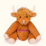 Personalised Stuffed Highland Cow Plush Toy with Name Baby Shower Birthday Gift for Baby Kids