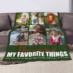 Personalized 9 Photos Collage My Favorite Things Fleece Blanket with Names Mother's Day Birthday Gift for Family Friend