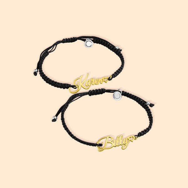 Pulseras magnéticas personalizadas a juego con nombres Juego de 2 San Valentín Regalo de aniversario para pareja