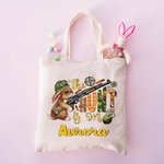 Borsa in tela personalizzata The Hunt Is On con motivo a coniglietto e nome Regalo di Pasqua per bambini