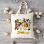 Borsa in tela personalizzata The Hunt Is On con motivo a coniglietto e nome Regalo di Pasqua per bambini