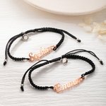 Personalised Magnetic Matching Couple Braid Bracelets with Names Set of 2 Valentine's Day Anniversary Gift for Couple