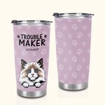 Gepersonaliseerde Trouble Maker Paw Print 20oz Food Grade Tumbler Verjaardagscadeau voor hond kat huisdier liefhebbers
