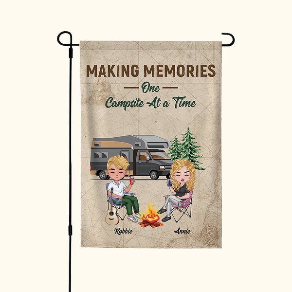 Personalized Making Memories One Campsite at a Time Garden Flag Anniversary Gifts for Camping Couples