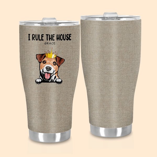 Personalised I Rule the House 30oz Curved Tumbler Cute Cat Dog Insulated Coffee Cup Gift for Pet Lover Owner