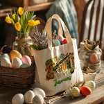 Borsa in tela personalizzata The Hunt Is On con motivo a coniglietto e nome Regalo di Pasqua per bambini