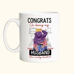 Taza de Cerámica Personalizada con Nombre Congrats On Being My Husband You Lucky Bastard Regalo de San Valentín para Pareja
