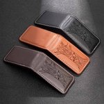 Fermasoldi magnetico in pelle personalizzato con iniziali incise e anno di anniversario, regalo di San Valentino per uomo