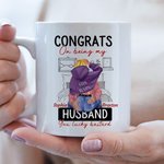 Taza de Cerámica Personalizada con Nombre Congrats On Being My Husband You Lucky Bastard Regalo de San Valentín para Pareja
