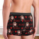 Gepersonaliseerde XOXO Harten Boxershort met gezichtsfoto Comfortabel Herenondergoed Grappig Valentijnsdag Verjaardagscadeau voor hem