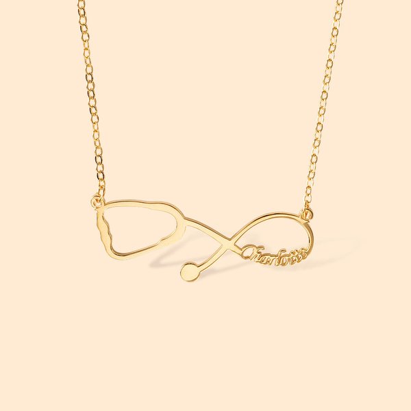 Estetoscopio personalizado Infinito Nombre Collar Cumpleaños Graduación Regalo para el personal médico