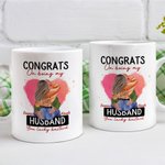 Taza de Cerámica Personalizada Corazón Rosa con Nombre Congrats On Being My Husband You Lucky Bastard Regalo de San Valentín para Pareja