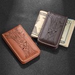 Fermasoldi magnetico in pelle personalizzato con iniziali incise e anno di anniversario, regalo di San Valentino per uomo