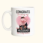 Mug céramique personnalisé avec nom Congrats On Being My Husband You Lucky Bastard Cadeau de Saint-Valentin pour couple