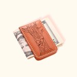 Fermasoldi magnetico in pelle personalizzato con iniziali incise e anno di anniversario, regalo di San Valentino per uomo