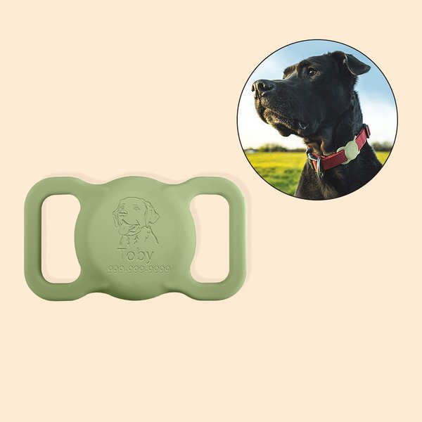 Gepersonaliseerde Silicone AirTag Houder voor Halsband met Gegraveerde Naam Telefoon Nummer Huisdier Portret Benodigdheden Cadeau voor Hond Huisdier Liefhebbers