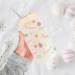 Tazza di vetro smerigliato da 20 once con coperchio in bambù e cannuccia Regalo di Pasqua per bambini