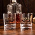 Personalised Modern Minimalist 10oz Whiskey Glasses with Engraved Text Birthday Father's Day Gift for Man