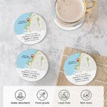 Carte personnalisée de l'endroit où tout a commencé Set de 4 sous-verres ronds avec noms, adresse et date Anniversaire Cadeau de Saint-Valentin pour l