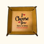 Personalised I Choose You Love Leather Snap Tray Desk Catchall Tray with Name and Text Anniversary Valentine's Day Gift for Loved One