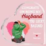 Personalized Congrats on Being My Husband Acrylic Heart Plaque with Names Valentine's Day Anniversary Gift for Couple
