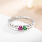 Personalized Sterling Silver Elegant 1-8 Birthstones Ring with Engraved Text Birthday Mother's Day Gift for Mom Grandma