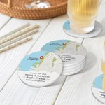 Carte personnalisée de l'endroit où tout a commencé Set de 4 sous-verres ronds avec noms, adresse et date Anniversaire Cadeau de Saint-Valentin pour l