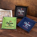 Personalised I Choose You Love Leather Snap Tray Desk Catchall Tray with Name and Text Anniversary Valentine's Day Gift for Loved One